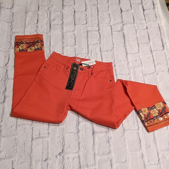 Vibrant Orange Embroidered Pants - Picture 7 of 9
